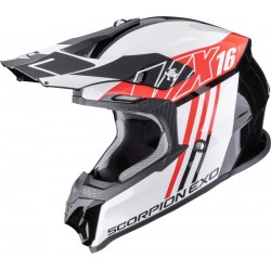 Мотокрос каска Scorpion - Exo VX-16 Evo Air Lignes Black/White/Red
