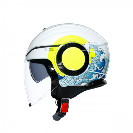 Каска за скутер AGV ORBYT E2205 MULTI - SUNSET WHITE/YELLOW FLUO