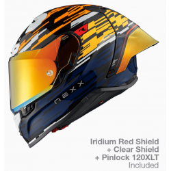 Каска NEXX X.R3R GLITCH RACER ORANGE BLUE