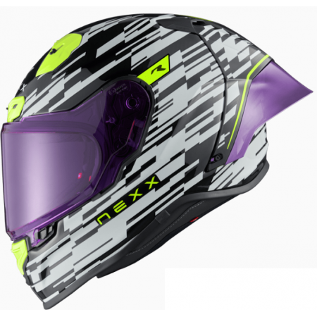 Каска NEXX X.R3R GLITCH RACER WHITE/NEON